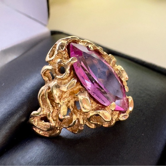 Stunning Vintage Pink Sapphire Ring Solid 14K Gold. About 7.25. Gorgeous Estate! - Picture 15 of 15